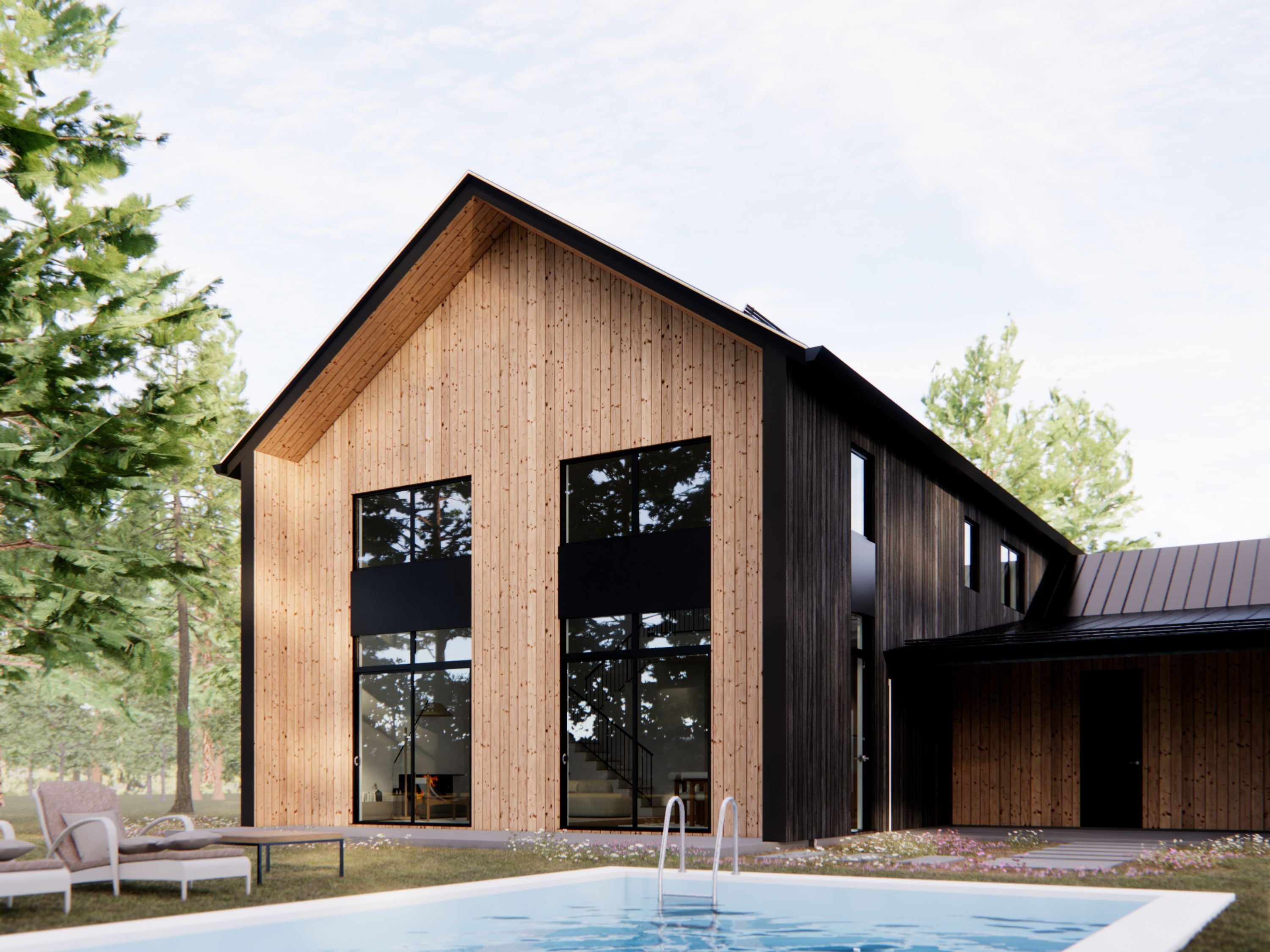 DesignwithFRANK's 5 Bedroom Barndominium Exterior with Black Wood Siding