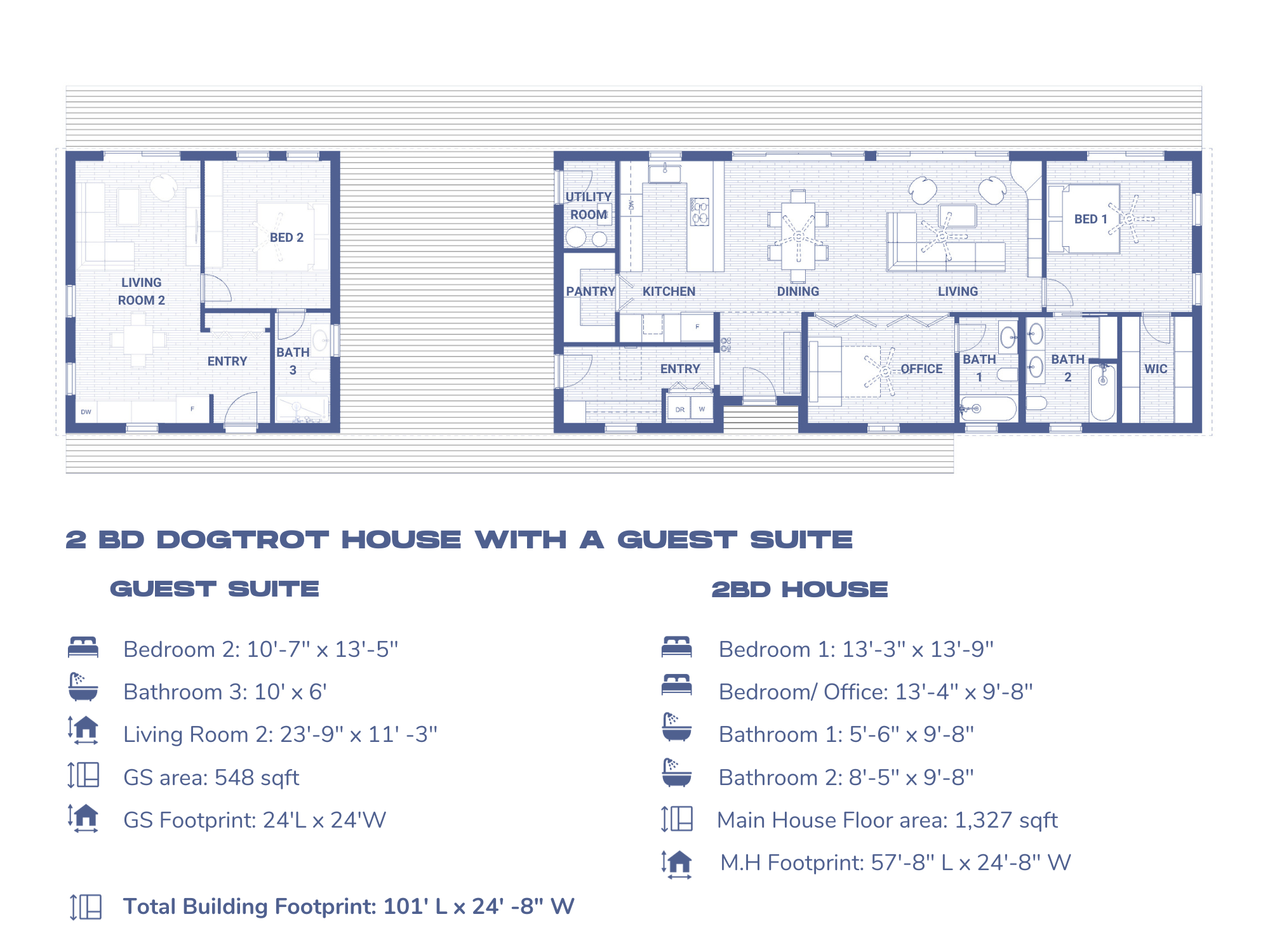 DWF's Dogtrot Floor Plan with Guest Suite