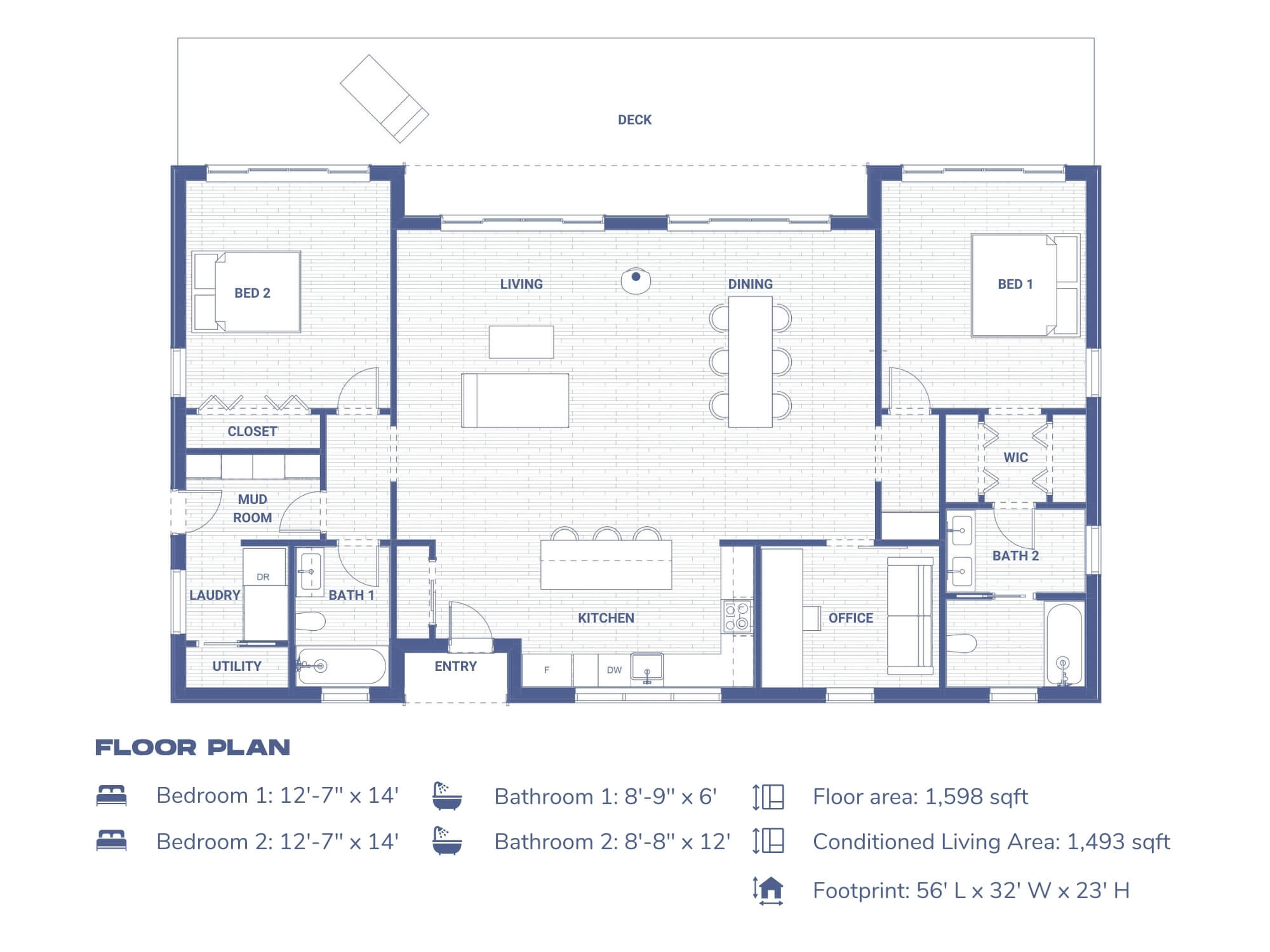 2 Bedroom Modern Large Cabin