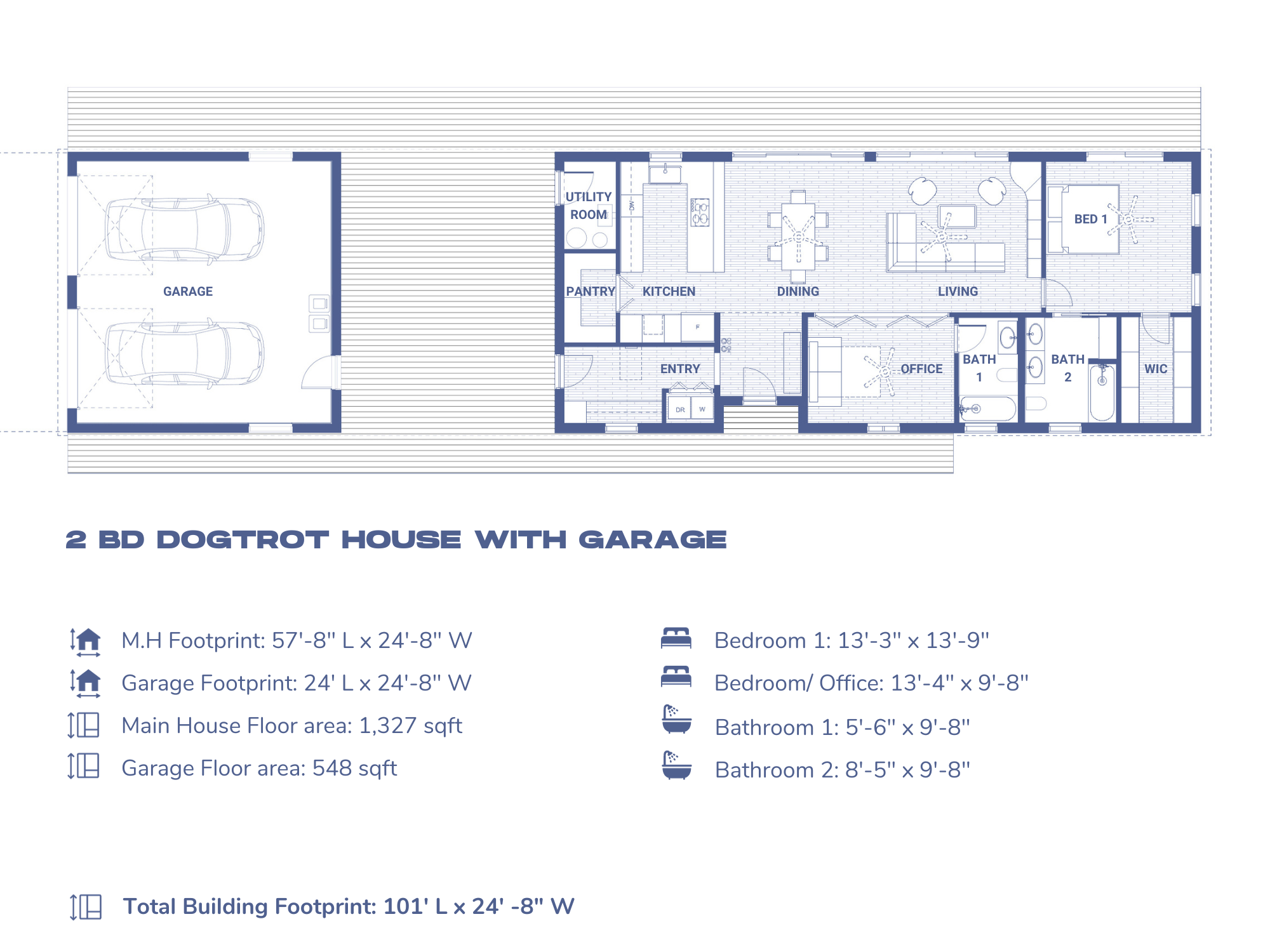 DWF's Dogtrot Floor Plan with Garage