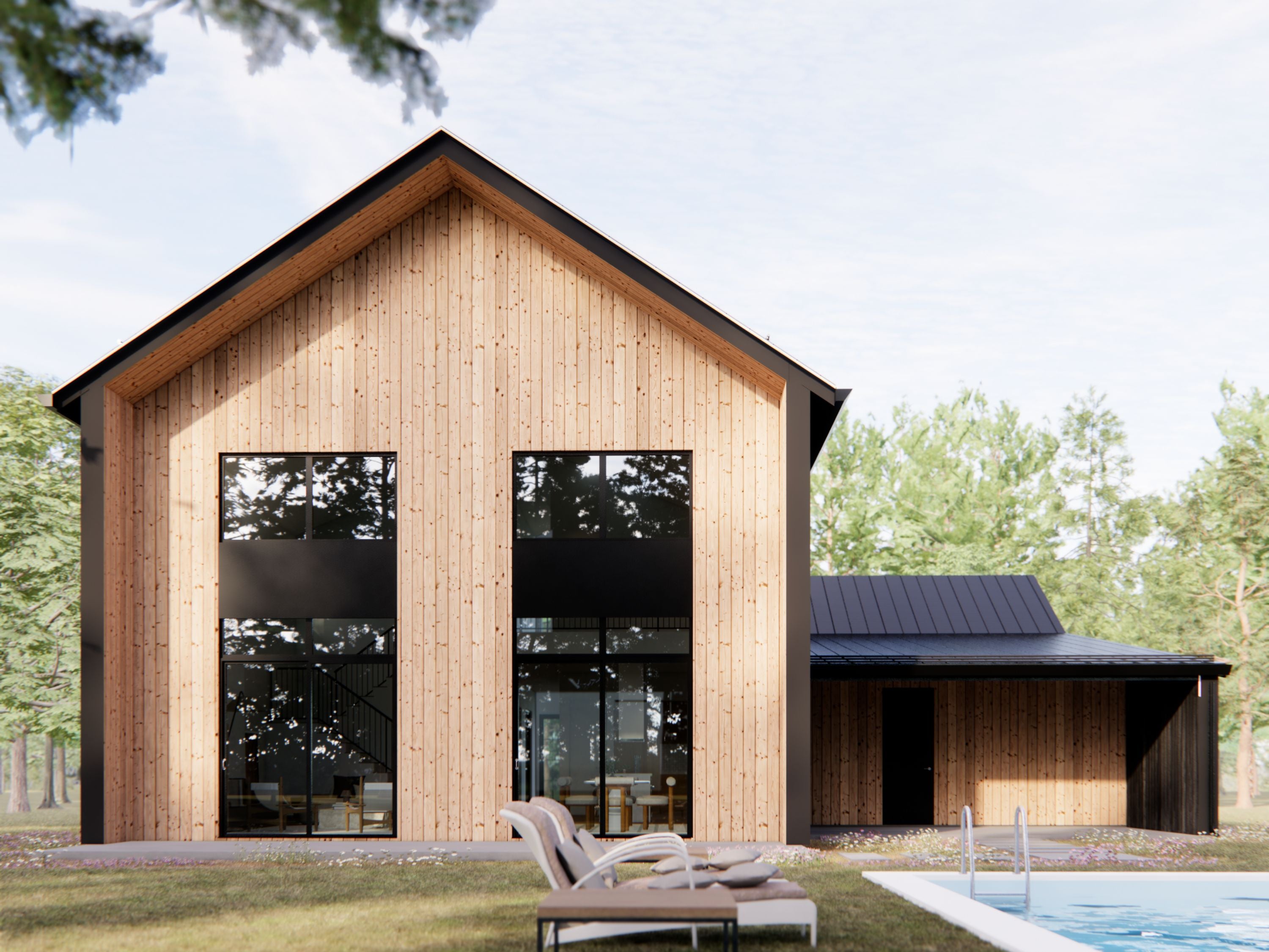 DesignwithFRANK's 5 Bedroom Barndominium Exterior with Black Wood Siding