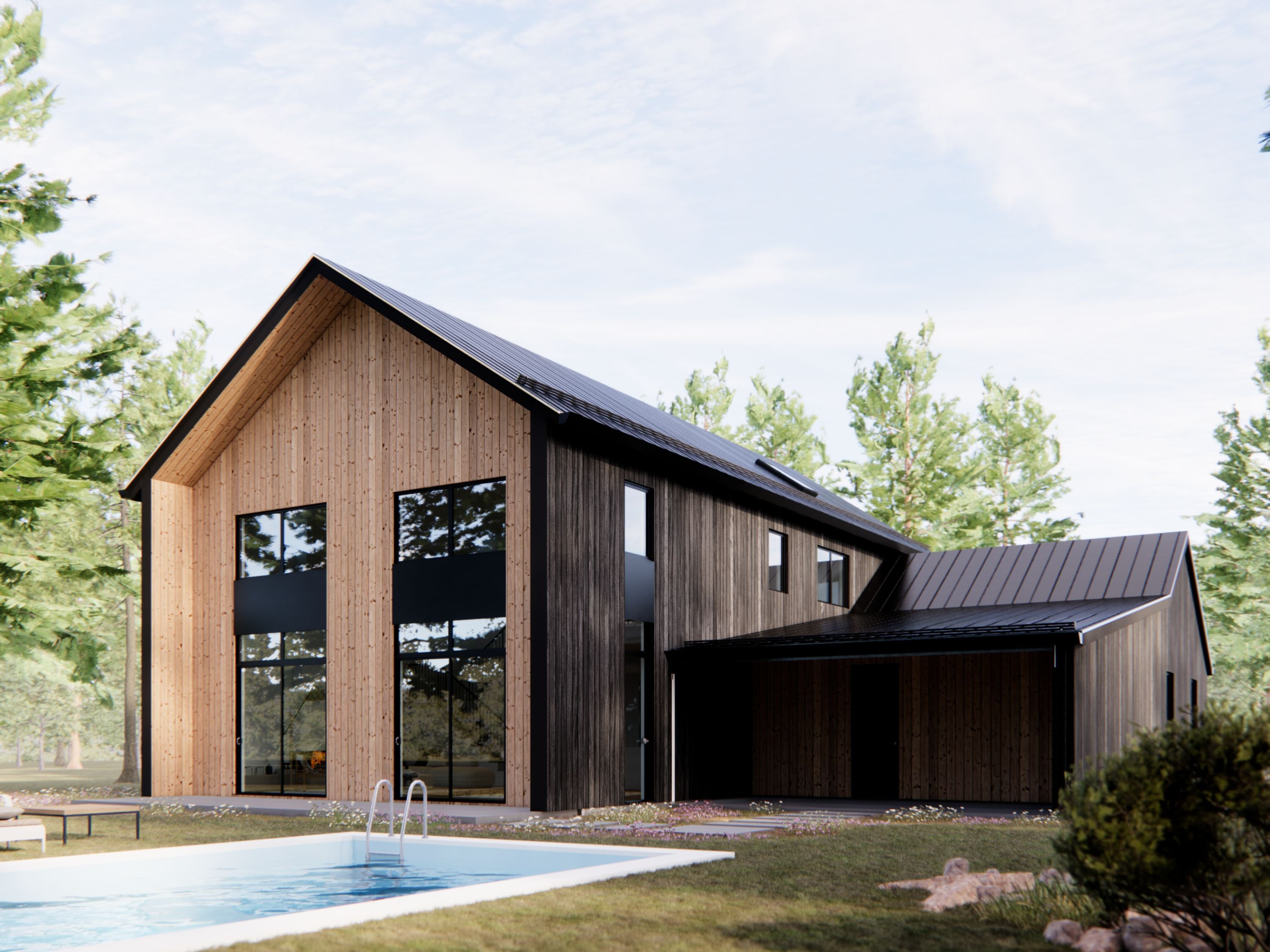 DesignwithFRANK's 5 Bedroom Barndominium Exterior with Black Wood Siding