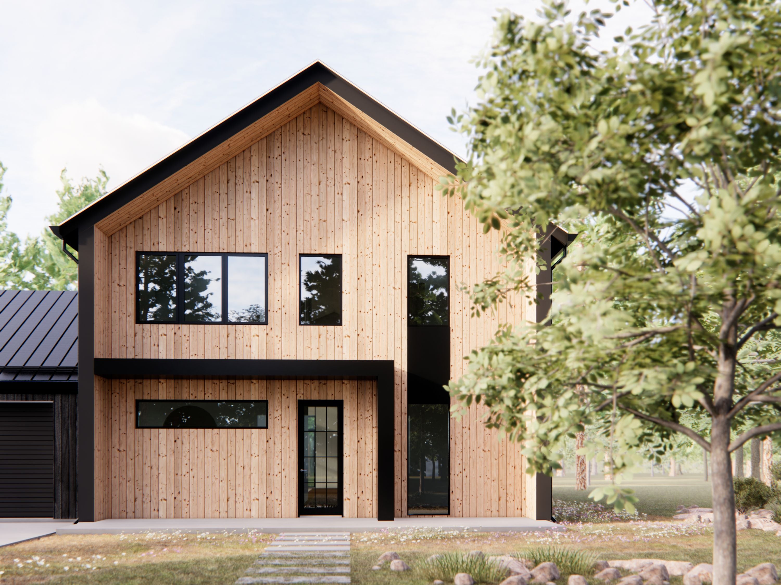 DesignwithFRANK's 5 Bedroom Barndominium Exterior with Black Wood Siding