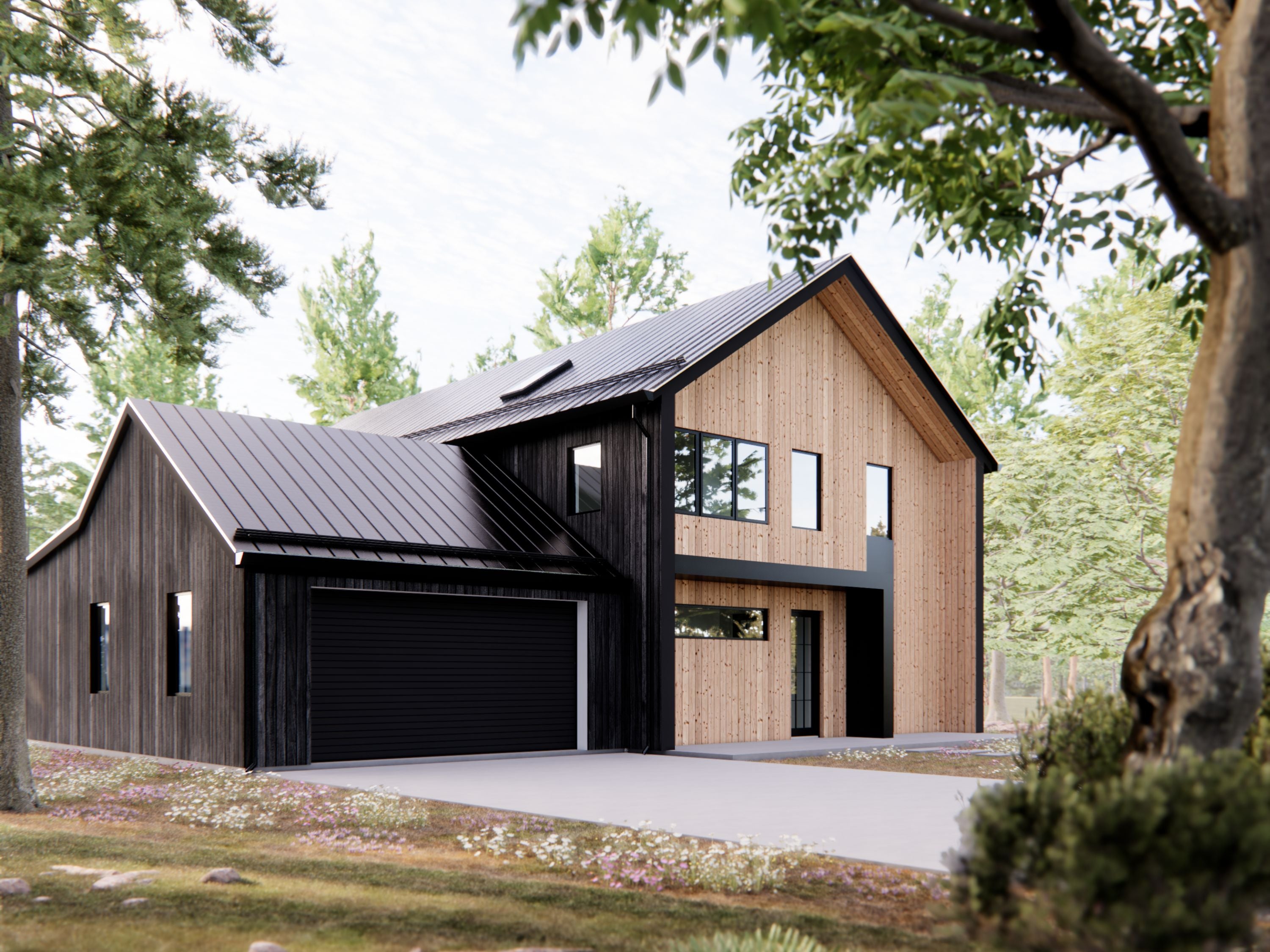 DesignwithFRANK's 5 Bedroom Barndominium Exterior with Black Wood Siding