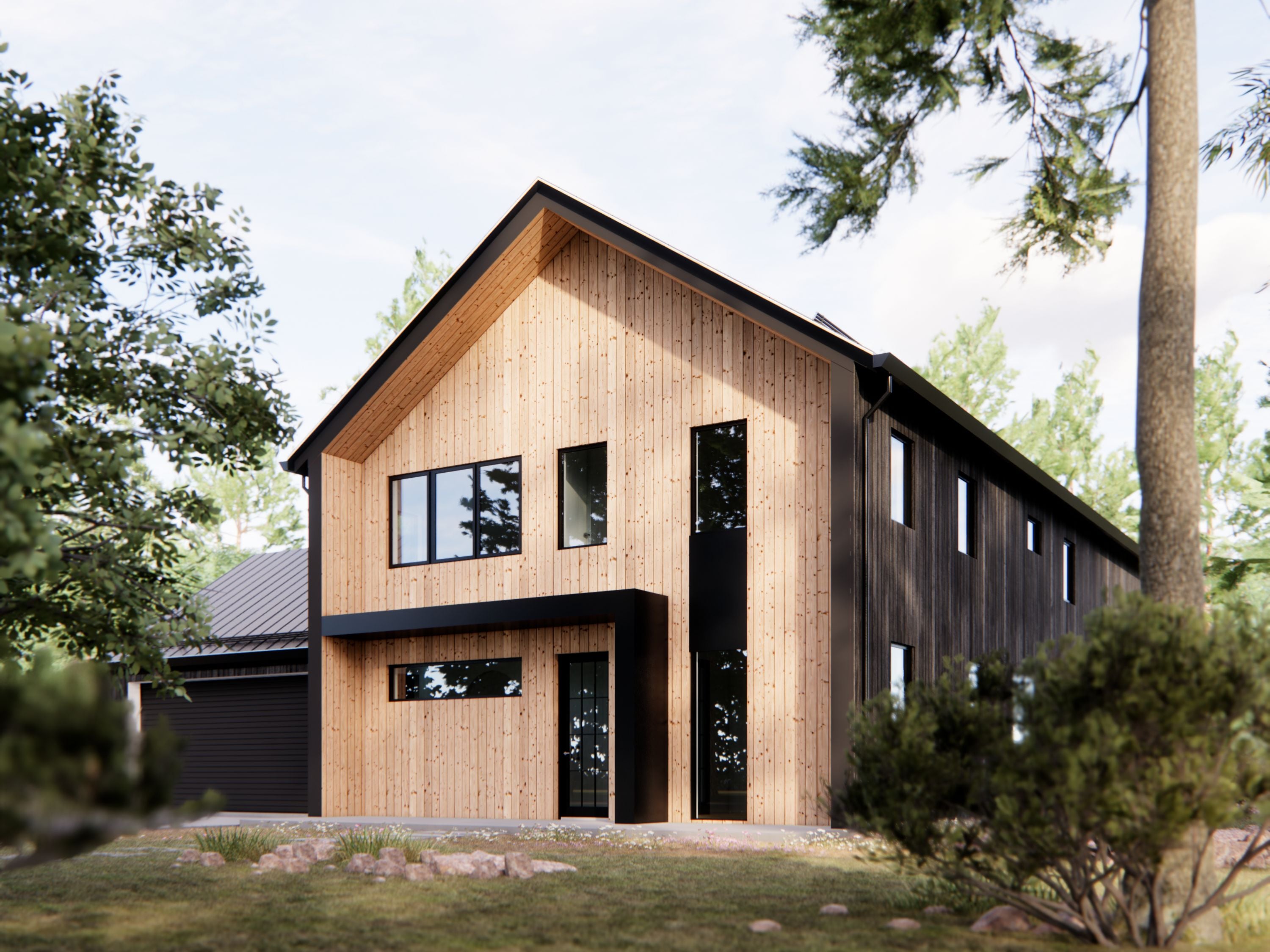 DesignwithFRANK's 5 Bedroom Barndominium Exterior with Black Wood Siding