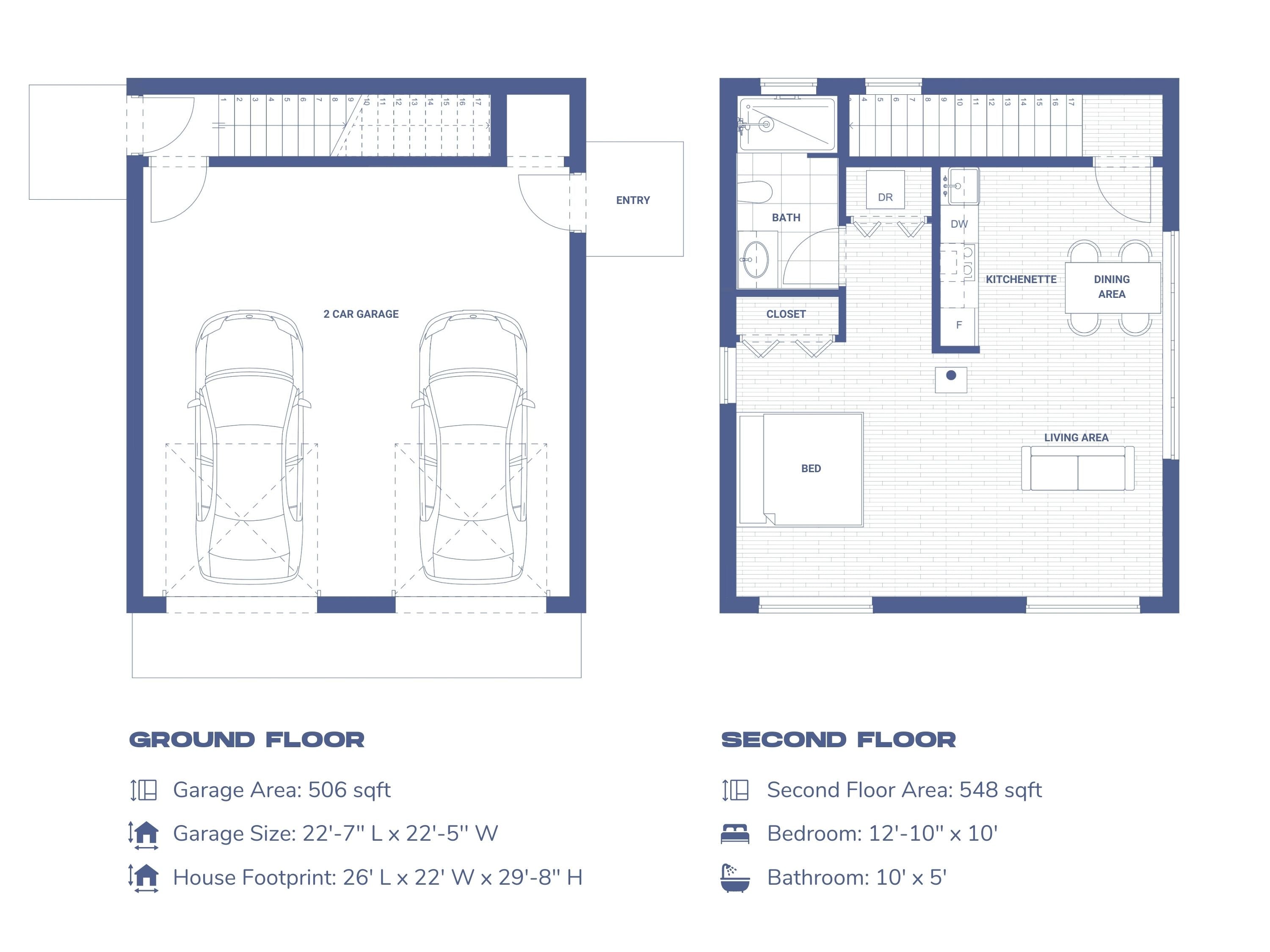 DWF 1 Bedroom Garage Apartment Floor Plans